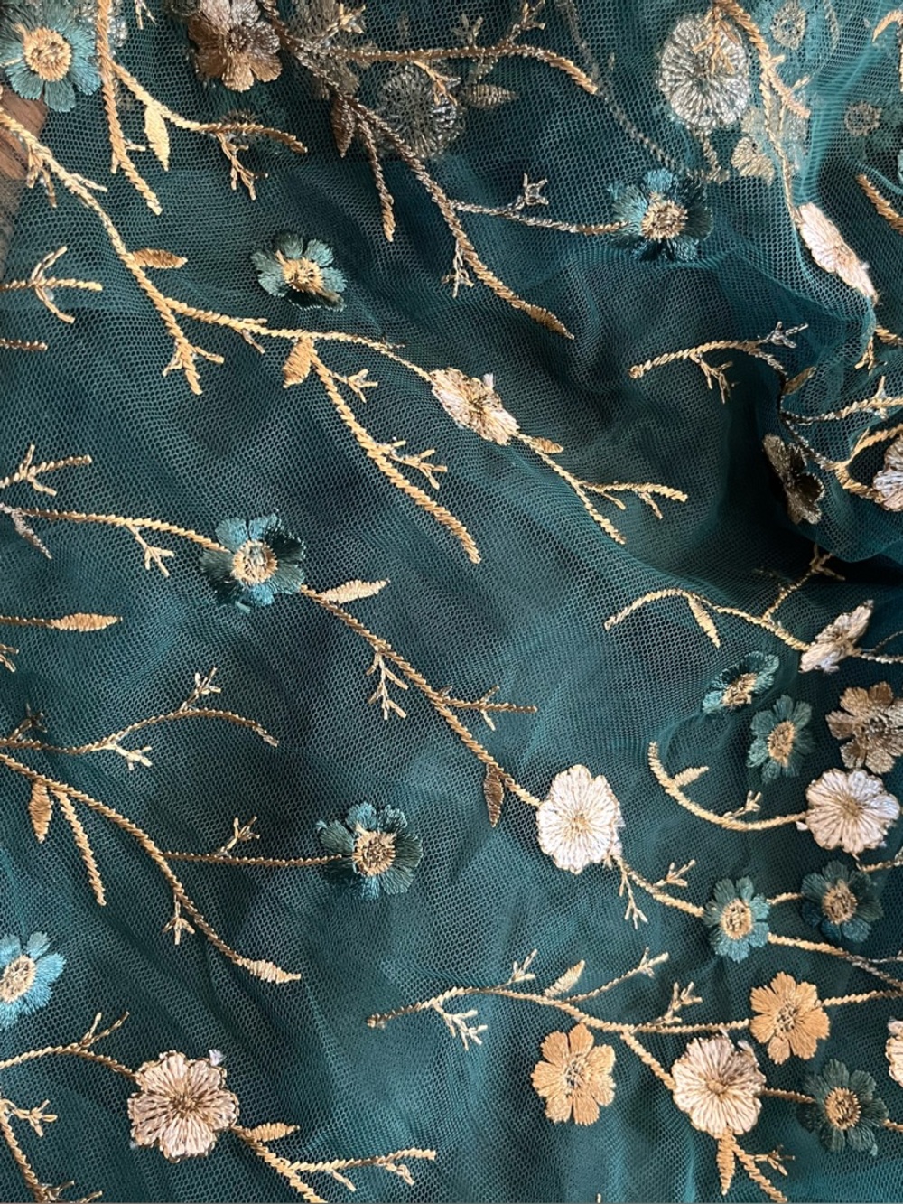 Baltic Born Arabella Embroidered Tulle Dark Green Floral Maxi Dress M b3 - Picture 8 of 8